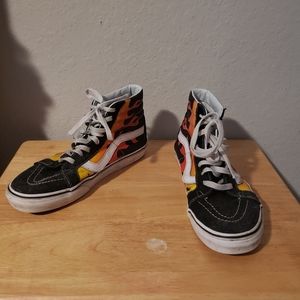 VANS "FLAMES" HIGH TOP SKATEBOARD SNEAKERS 7.5M/9W